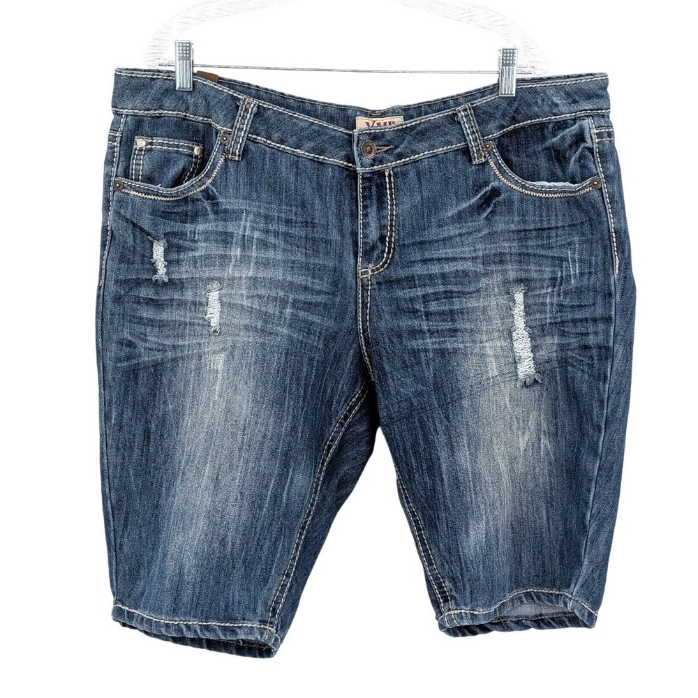 YMI Distressed Denim Bermuda Shorts Size 18 Mid Rise Casual Summer Modest 11"‎
